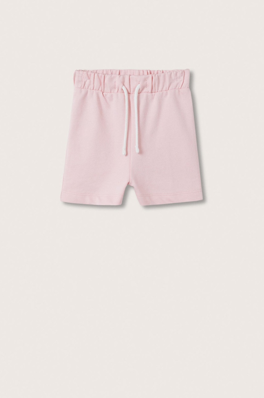 

Детски памучен къс панталон Mango Kids в розово с изчистен дизайн, Розов