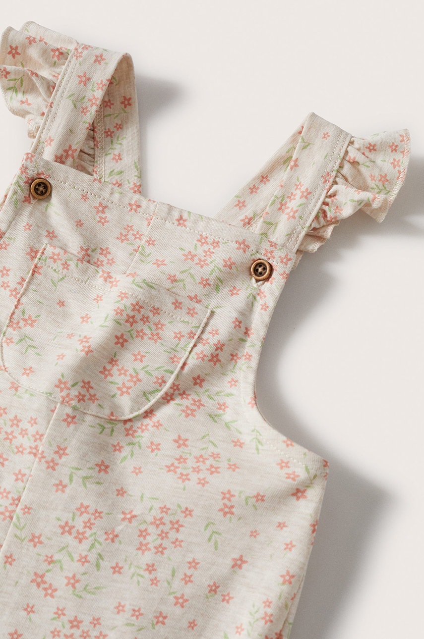 

Дитячий бавовняний комбінезон Mango Kids колір бежевий