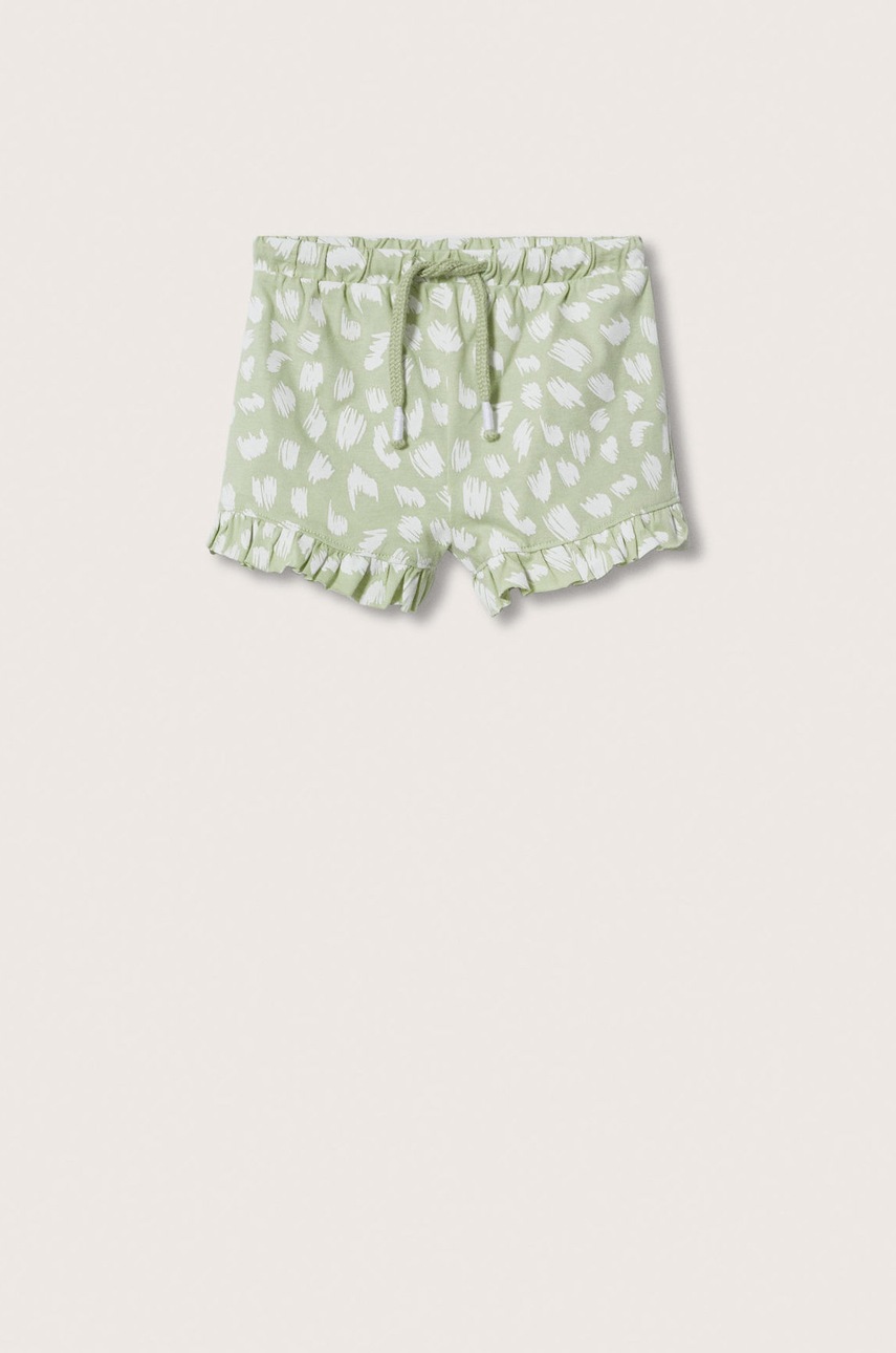 

Детски памучен къс панталон Mango Kids Matilda в зелено с десен, Зелен