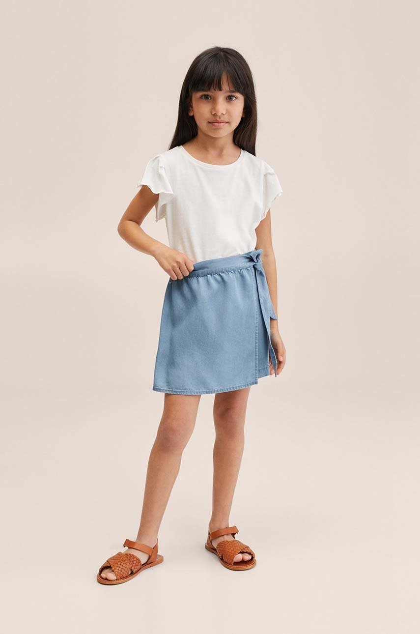 

Детски къси панталони Mango Kids Caleta с изчистен дизайн, Син