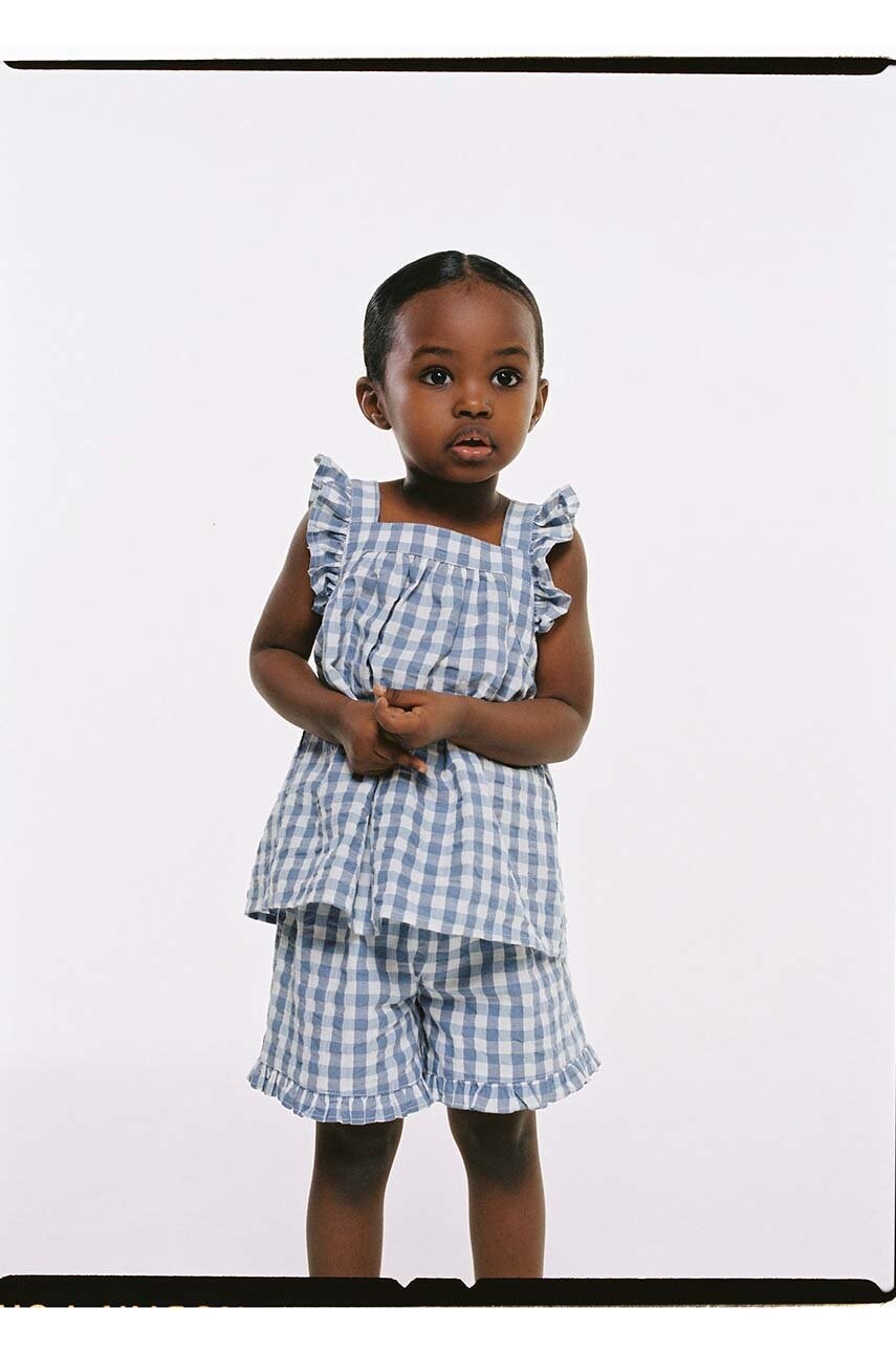 

Детски къси панталони Mango Kids Bluep с десен, Син