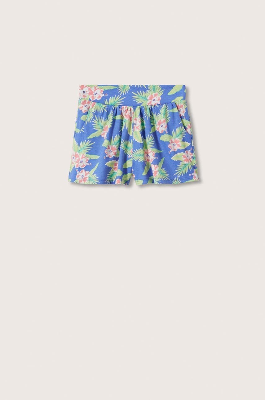 

Детски къси панталони Mango Kids Hibiscup с десен, Син