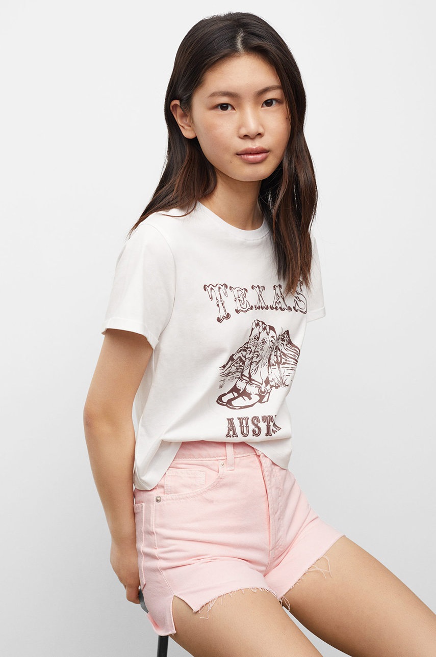 

Детски къси панталони Mango Kids Slit в розово с изчистен дизайн, Розов