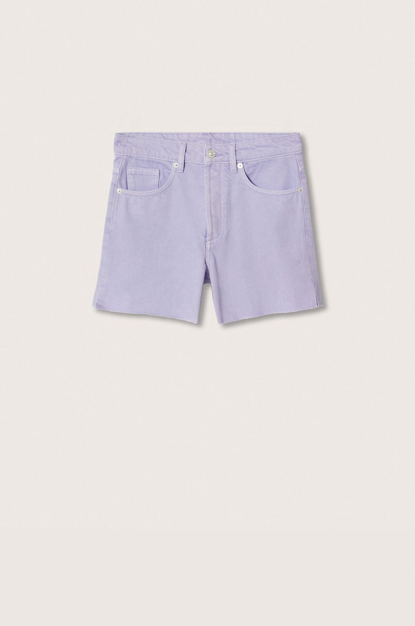 

Детские шорты Mango Kids Slit цвет фиолетовый однотонные