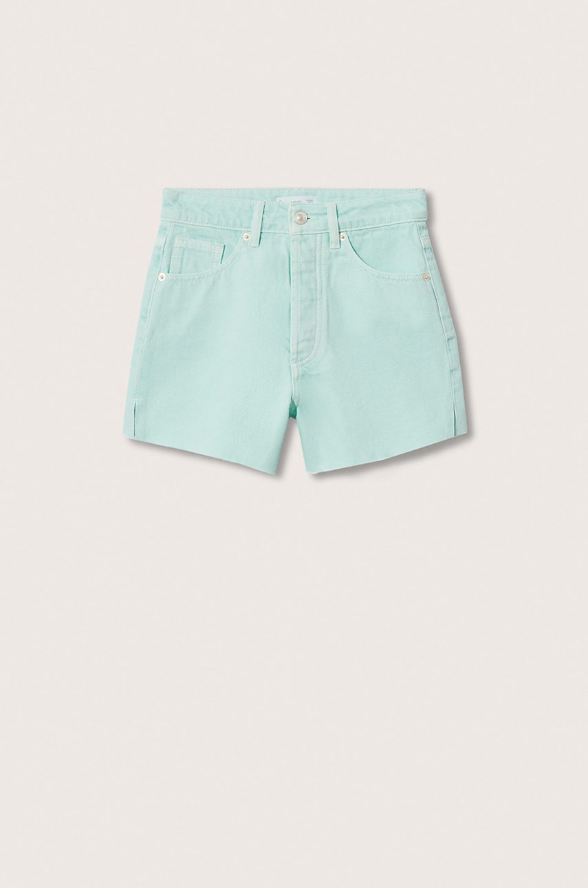 

Детские шорты Mango Kids Slit цвет зелёный однотонные