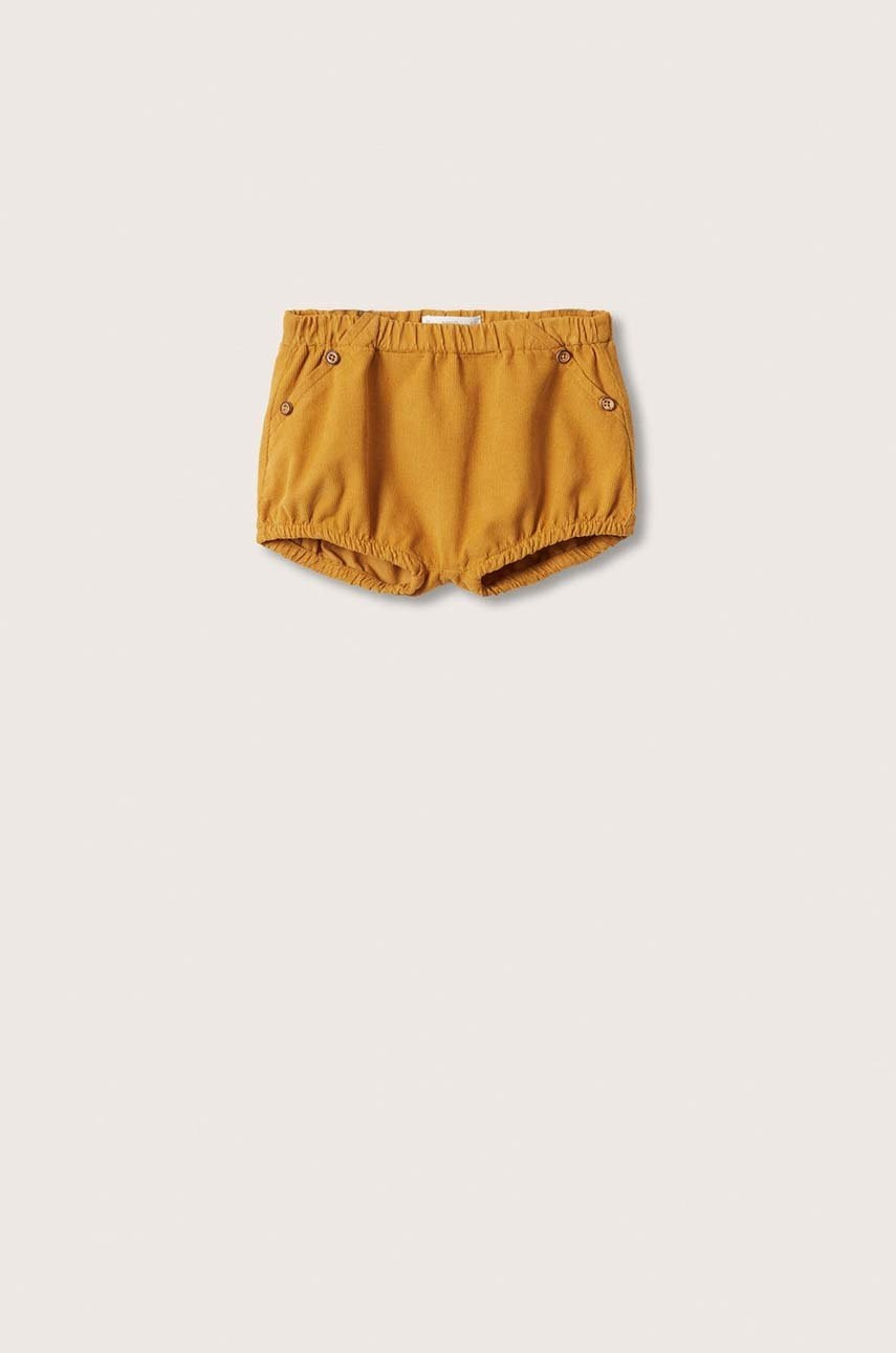 

Детски къс панталон Mango Kids в жълто с изчистен дизайн, Жълт