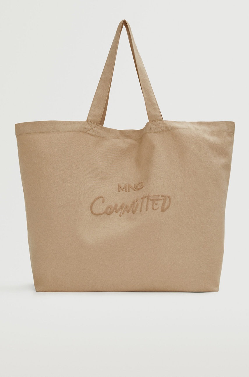 

Чанта Mango Linen в бежово, Бежов