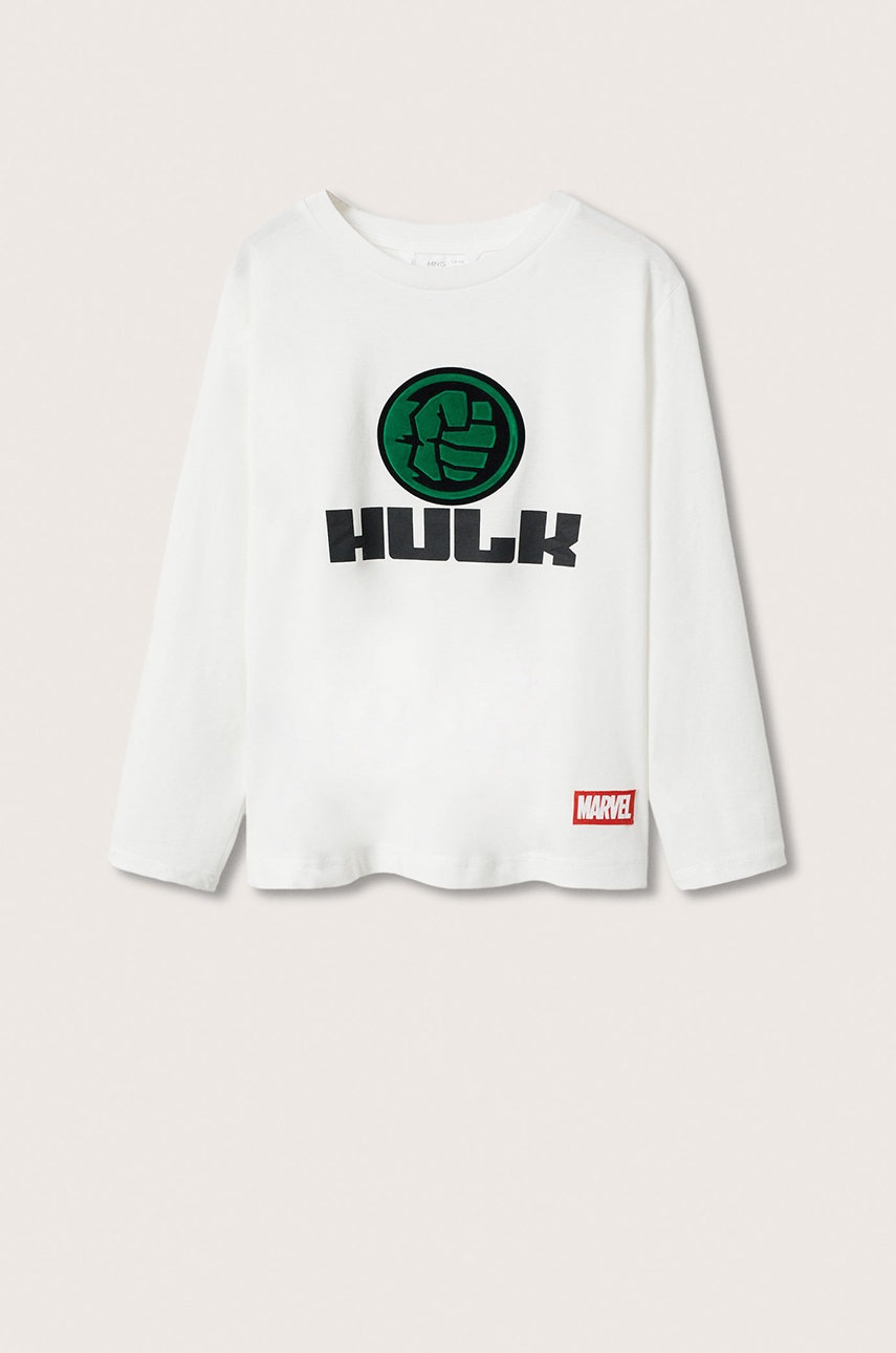 

Детска блуза с дълги ръкави Mango Kids Fist в бяло с принт, Бял