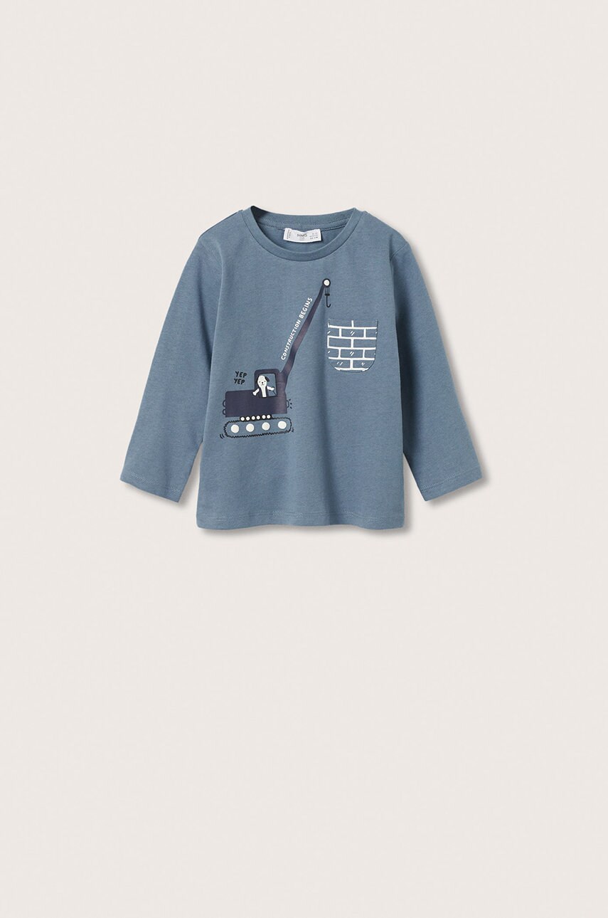 Mango kids longsleeve din bumbac pentru copii grua cu imprimeu