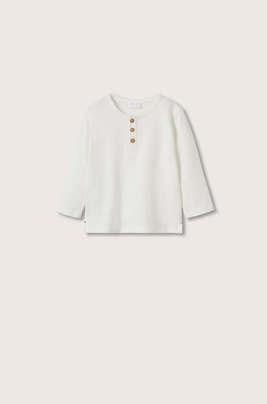 

Детска блуза с дълги ръкави Mango Kids в бяло с изчистен дизайн, Бял
