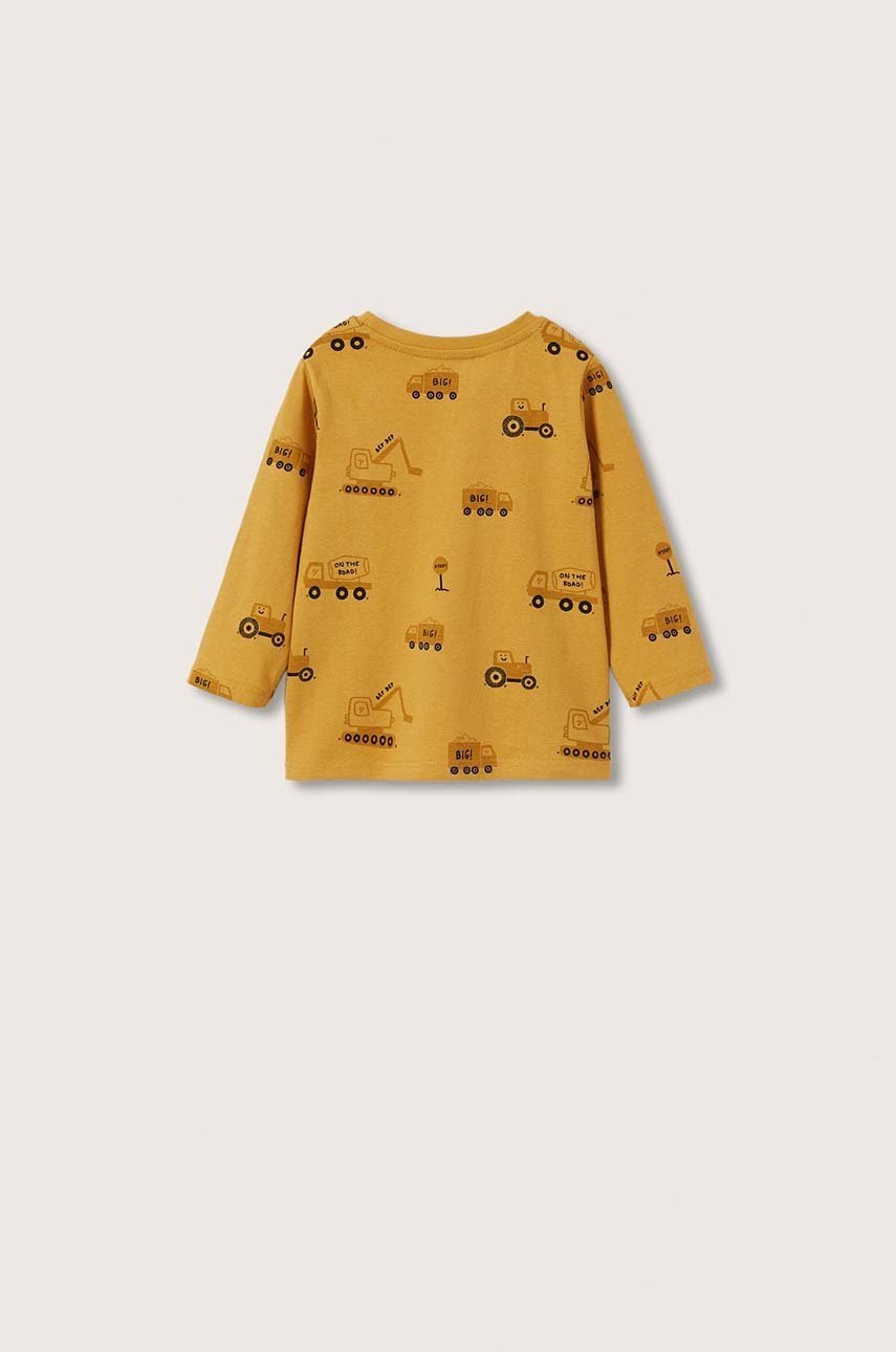 

Хлопковый детский лонгслив Mango Kids цвет жёлтый узорный