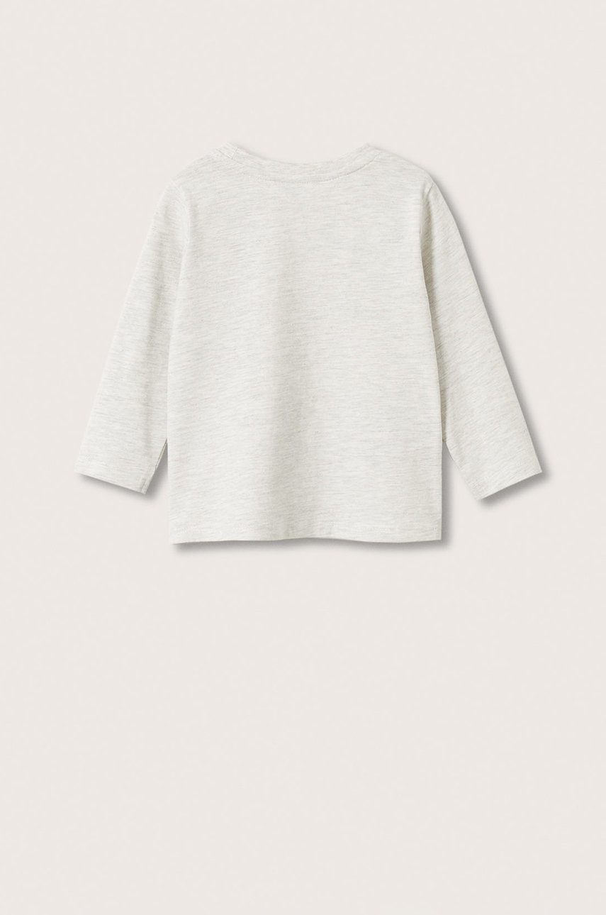 

Хлопковый детский лонгслив Mango Kids цвет серый гладкий