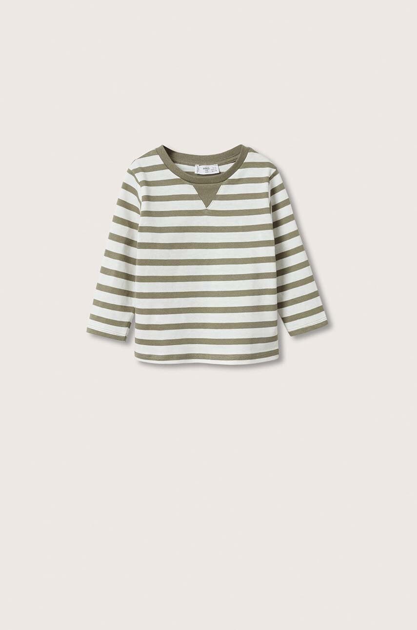 Mango kids longsleeve din bumbac pentru copii culoarea maro, modelator