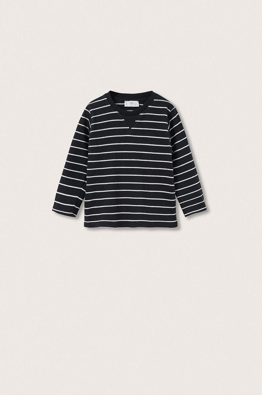Mango kids longsleeve din bumbac pentru copii culoarea negru, modelator