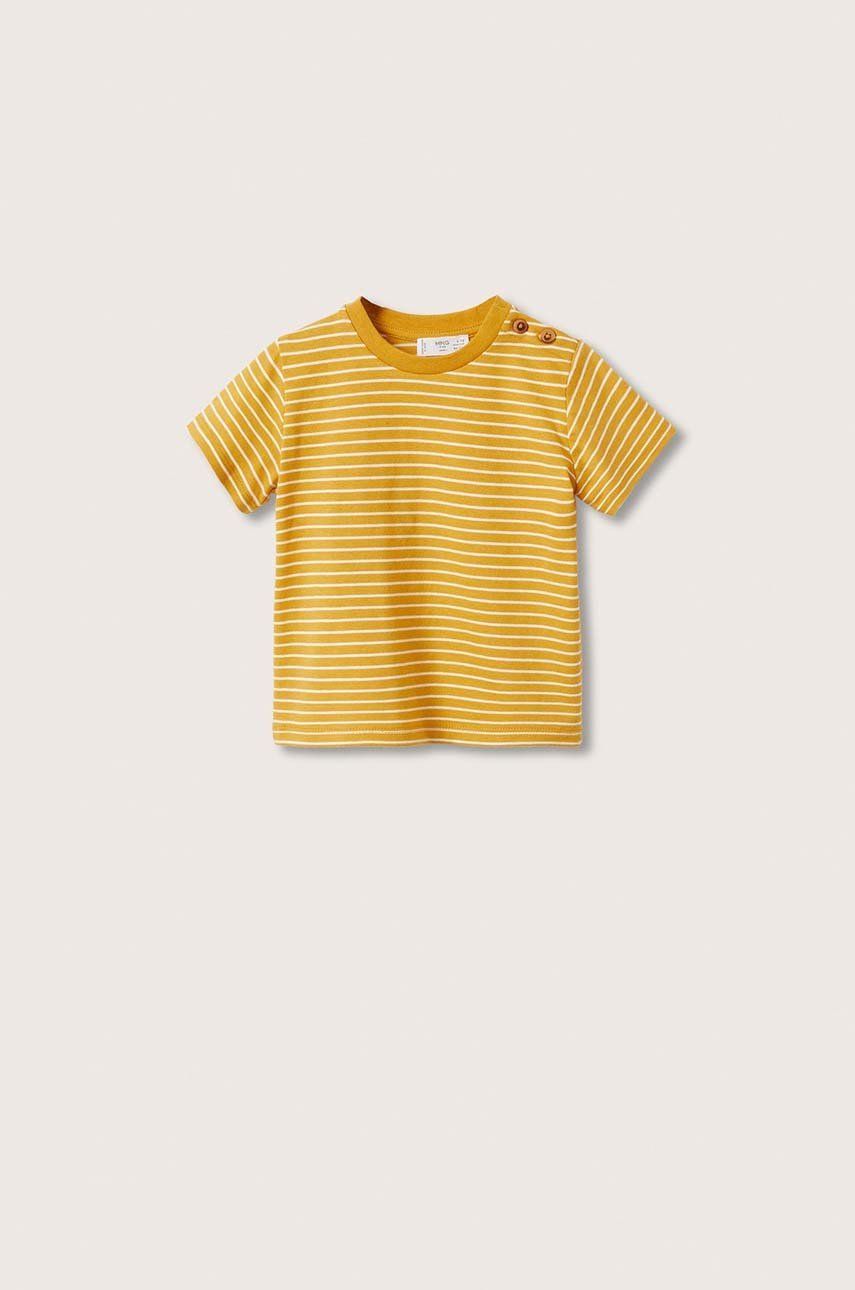 Mango Kids tricou de bumbac pentru copii culoarea galben, modelator