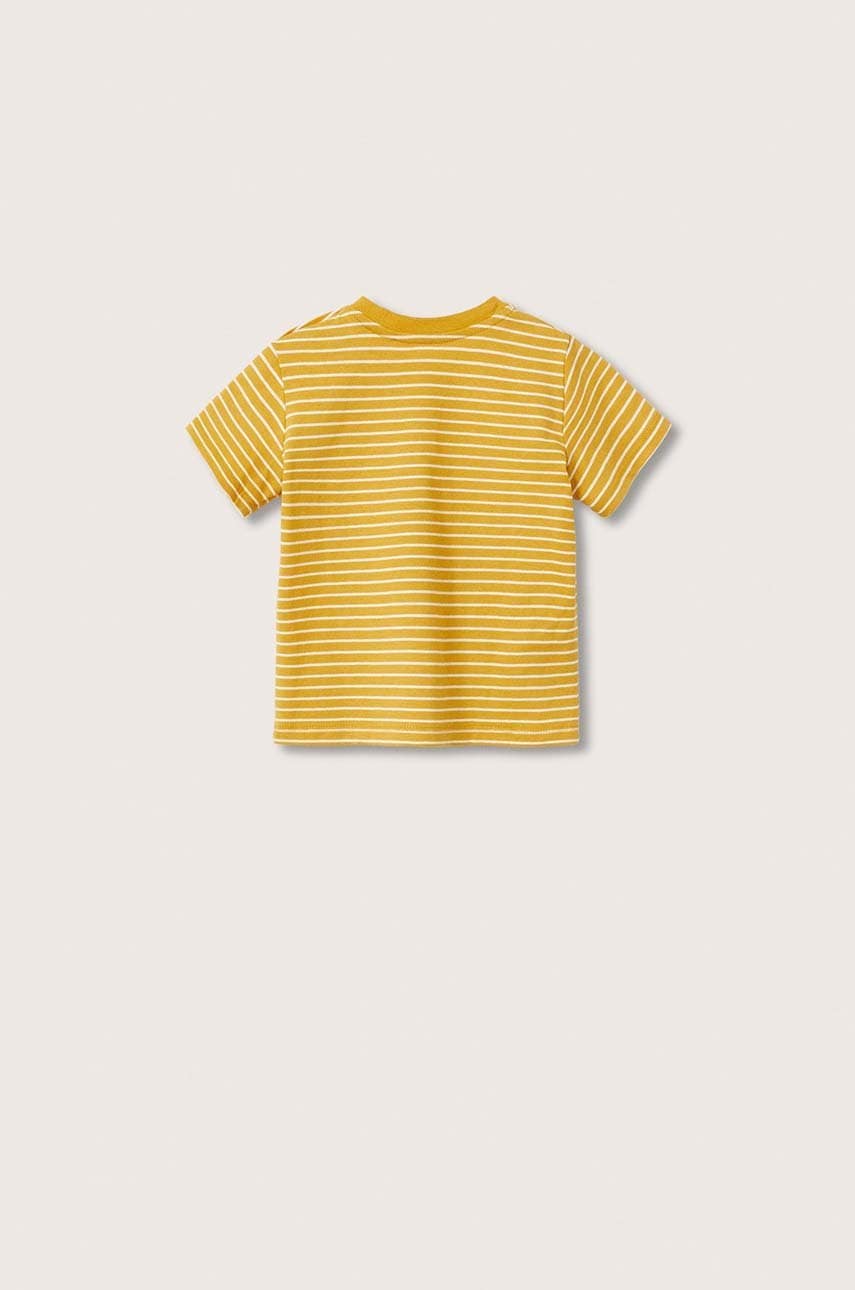 Дитяча бавовняна футболка Mango Kids колір жовтий візерунок