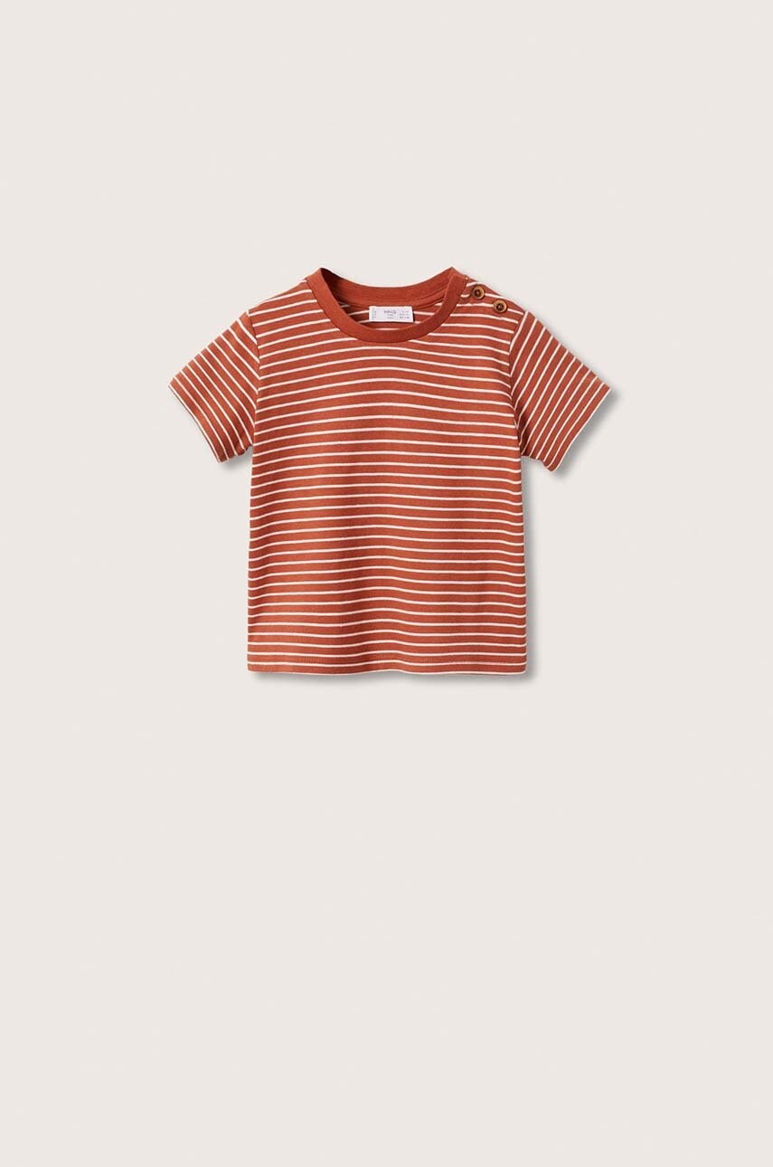 

Детска памучна тениска Mango Kids в бордо с десен