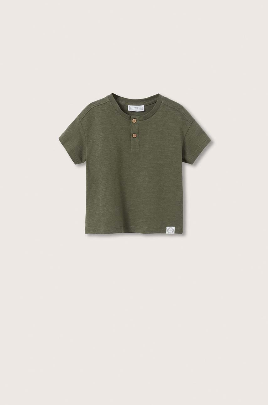 Mango Kids tricou de bumbac pentru copii culoarea maro, neted