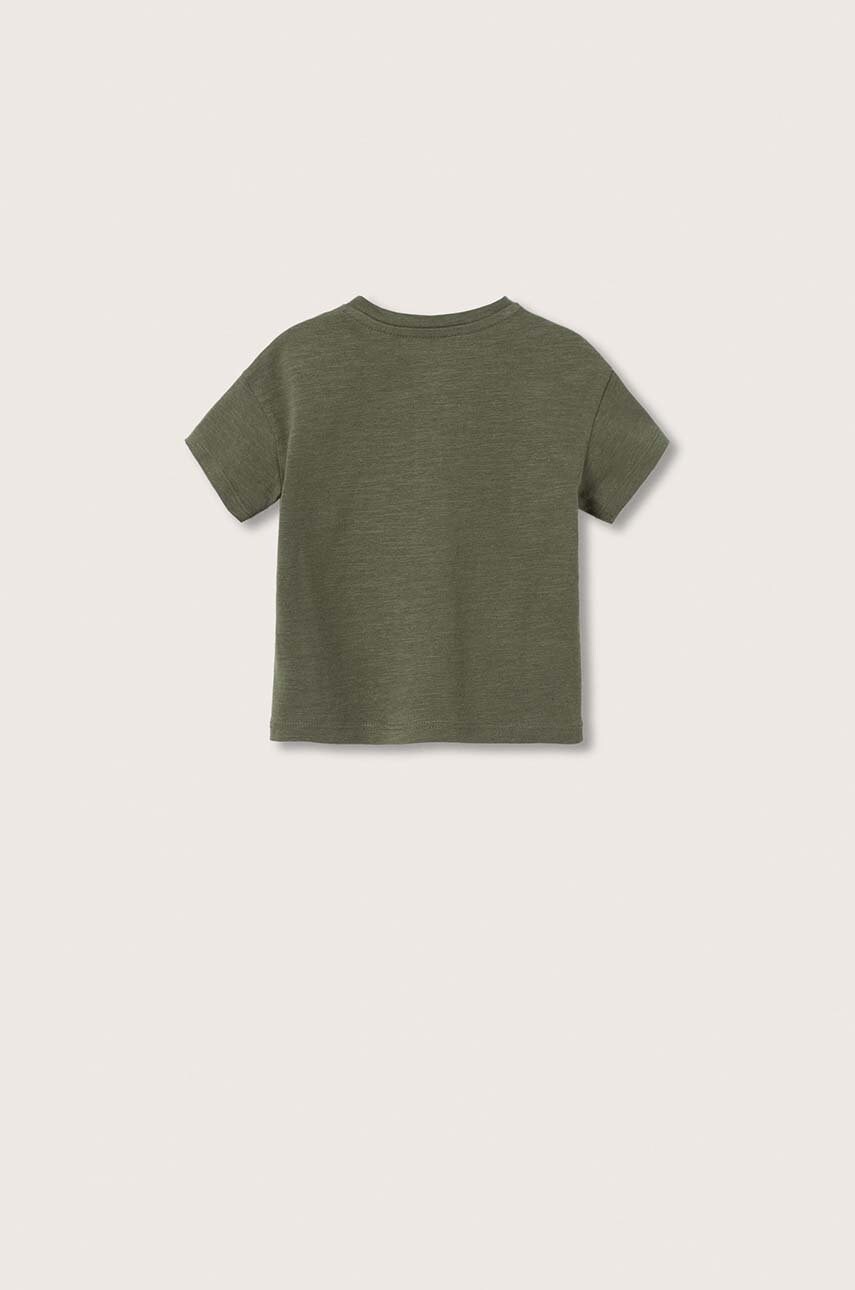 

Детская хлопковая футболка Mango Kids цвет коричневый однотонная
