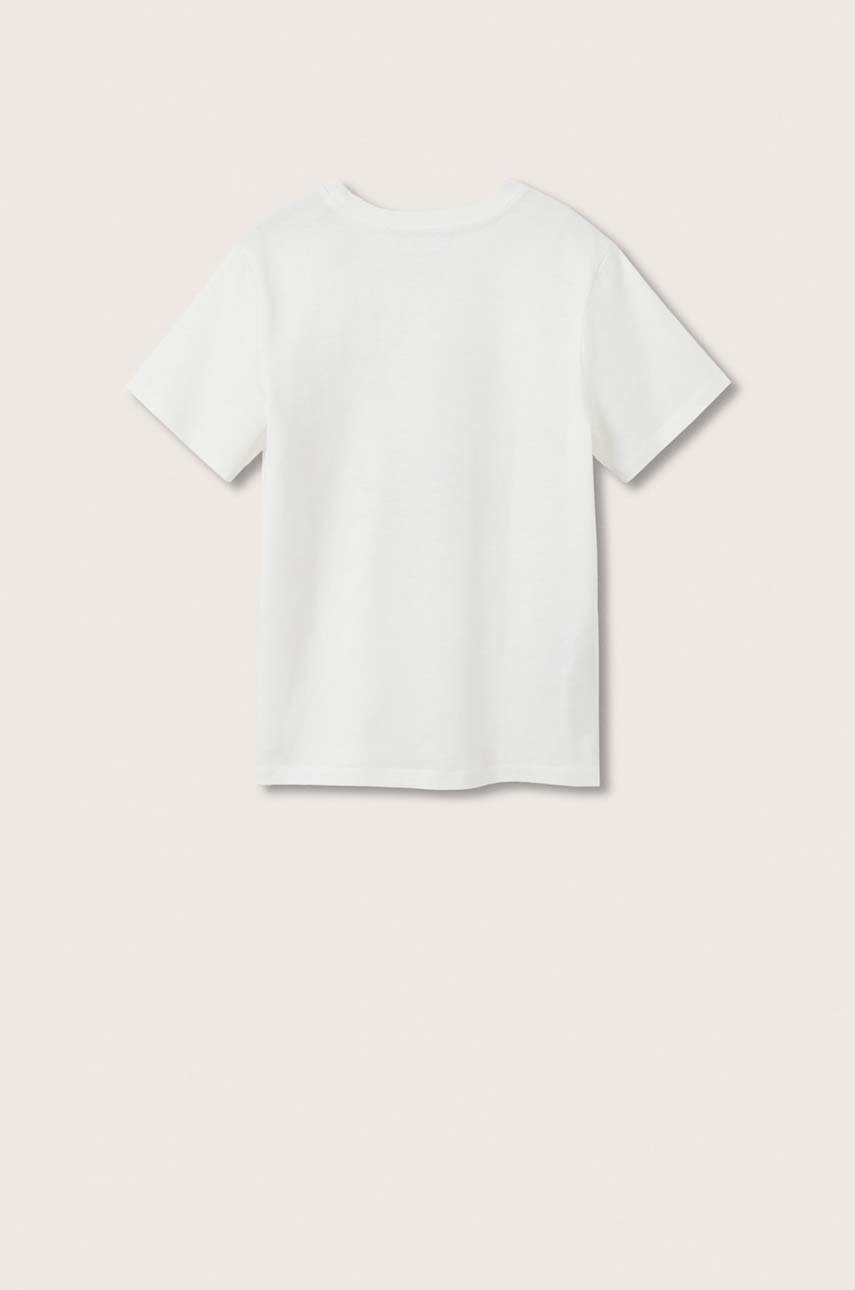 

Детская хлопковая футболка Mango Kids цвет белый однотонная