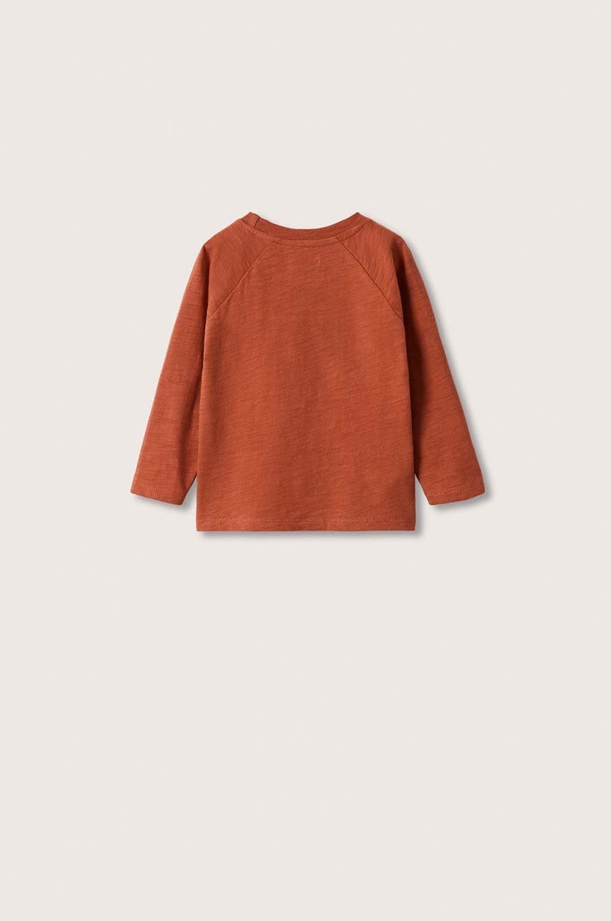 

Дитячий бавовняний лонгслів Mango Kids колір бордовий з принтом