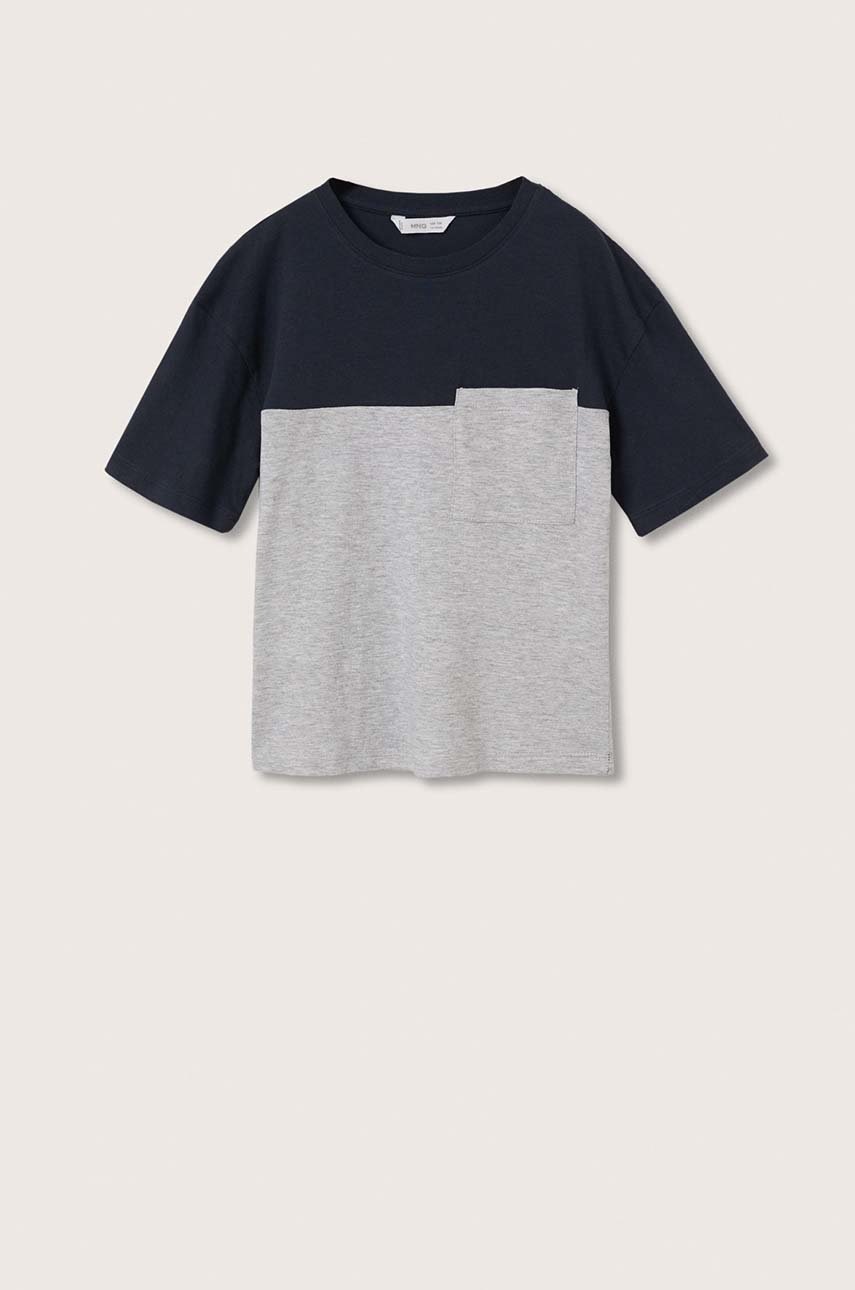 

Детска памучна тениска Mango Kids в тъмносиньо с десен, Тъмносин