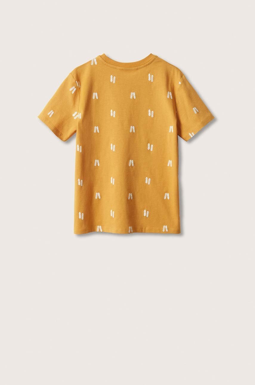 

Детская хлопковая футболка Mango Kids Stamp2 цвет жёлтый узорная