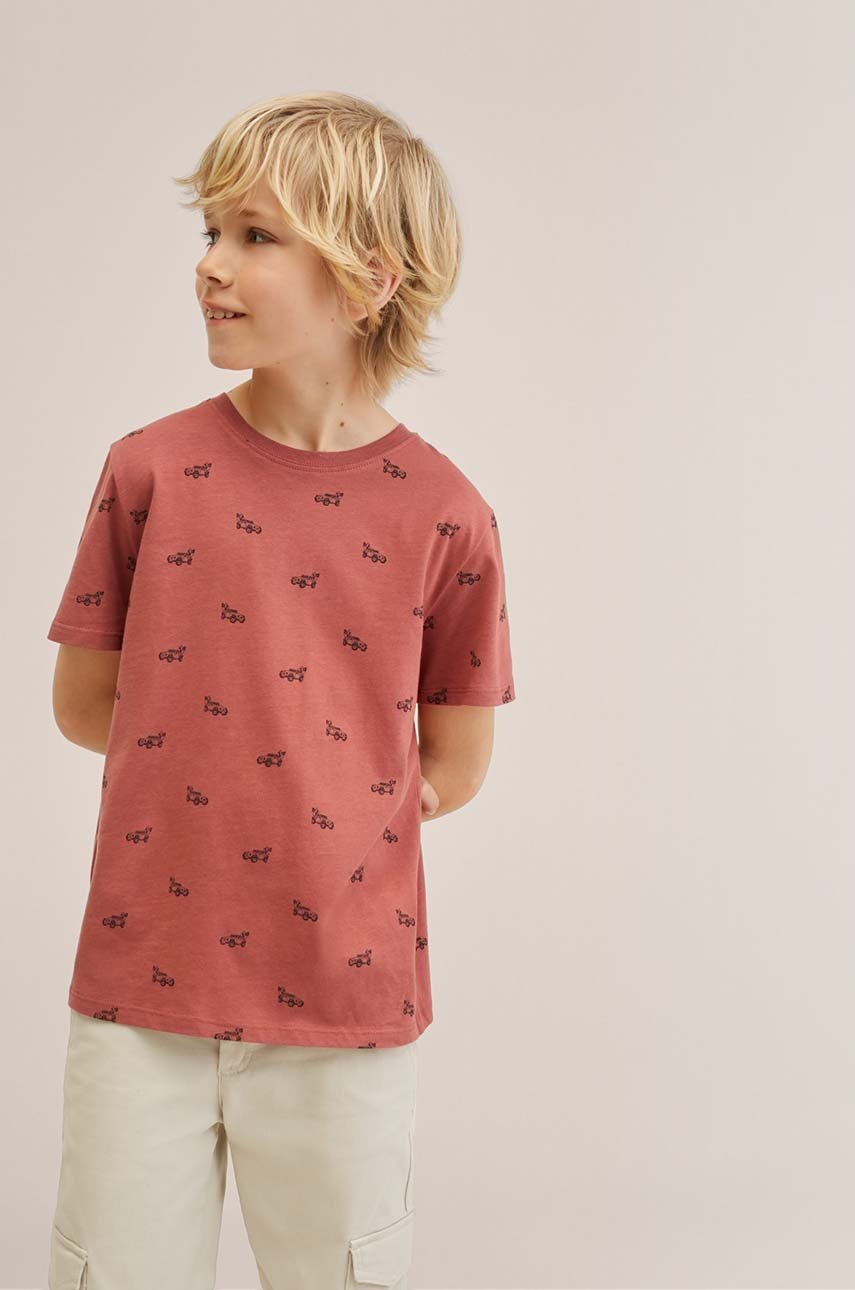 

Детска памучна тениска Mango Kids Stamp2 в оранжево с десен, Оранжев