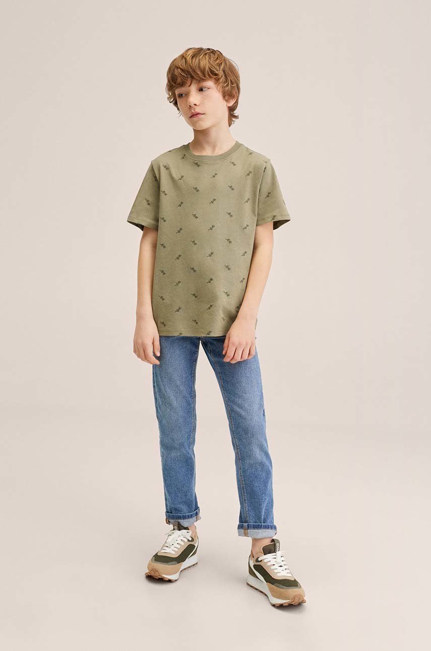 

Дитяча бавовняна футболка Mango Kids Stamp2 колір коричневий візерунок