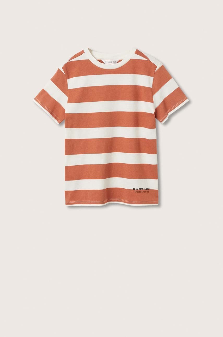 

Детска памучна тениска Mango Kids Neps в оранжево с десен, Оранжев