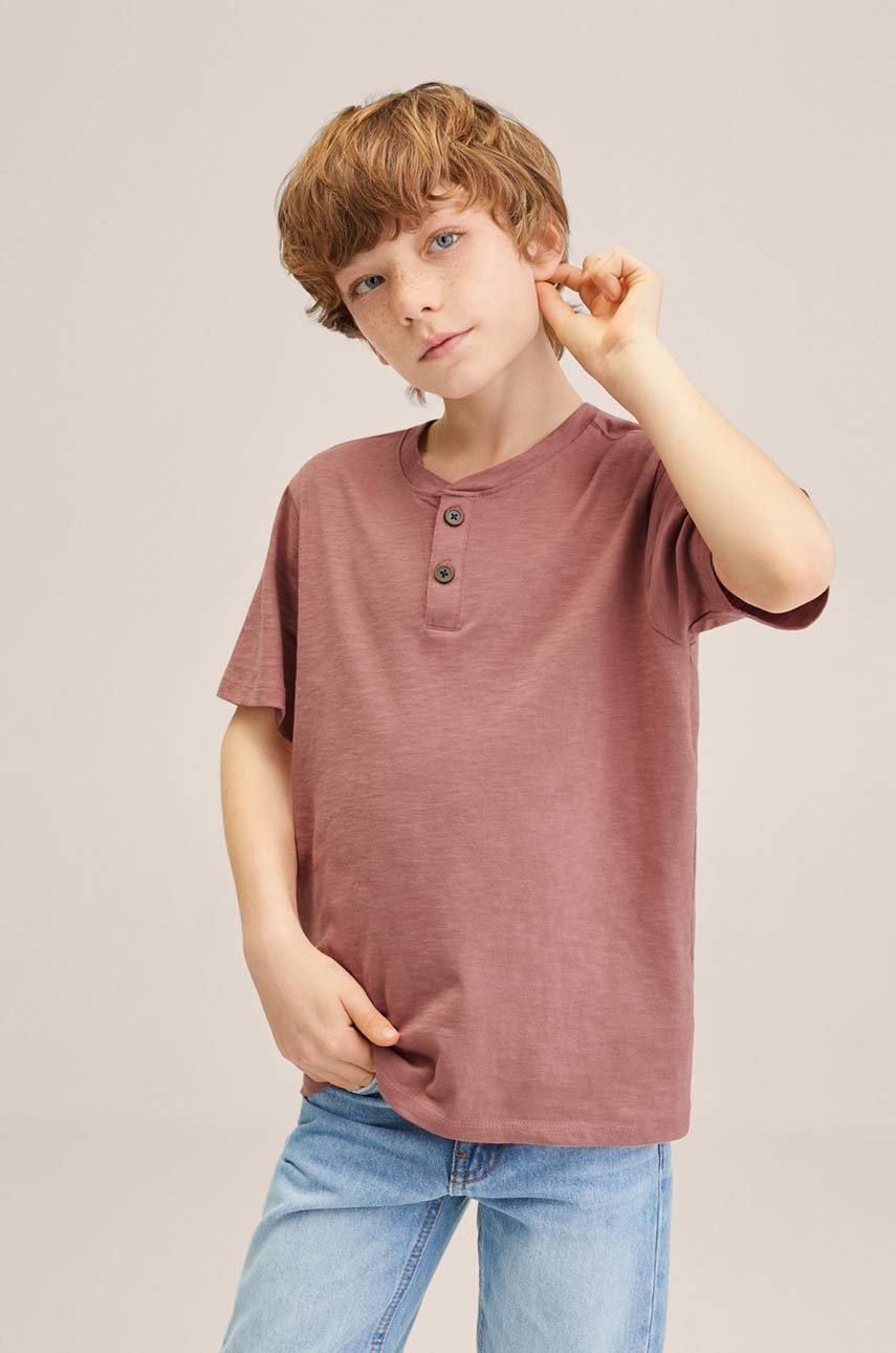 

Детска памучна тениска Mango Kids Pani2 в оранжево с изчистен дизайн, Оранжев