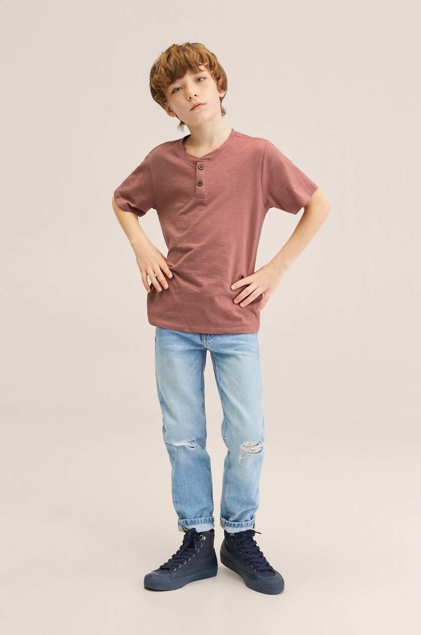 

Детская хлопковая футболка Mango Kids Pani2 цвет оранжевый однотонная