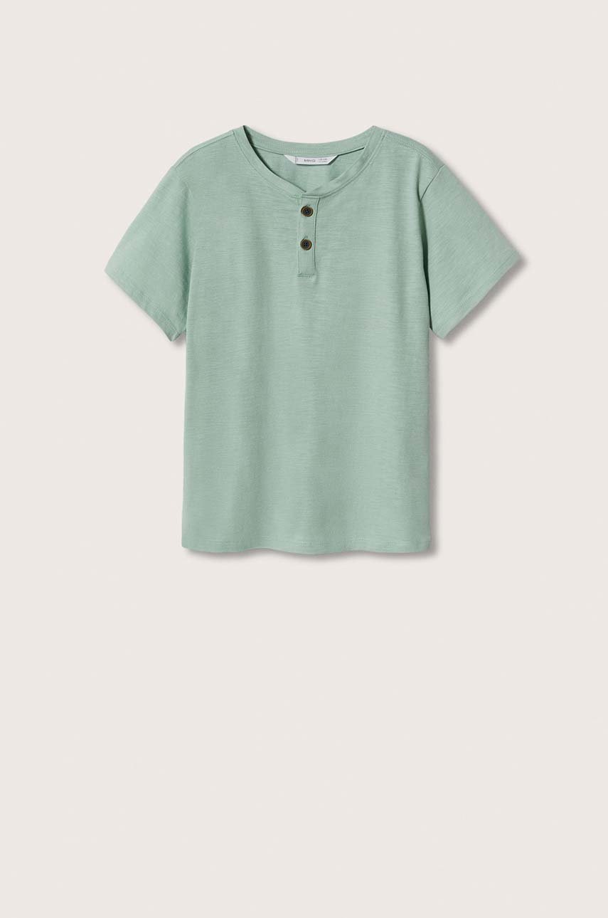 

Детска памучна тениска Mango Kids Pani2 в тюркоазено с изчистен дизайн, Тюркоазен
