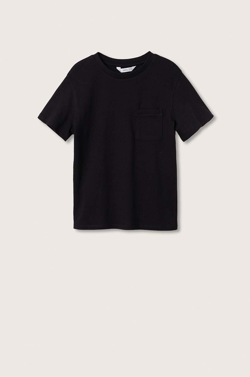 

Памучна тениска Mango Kids Basic2 в черно с изчистен дизайн, Черен