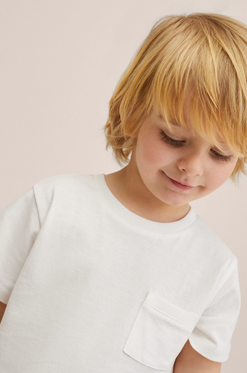 

Детска тениска Mango Kids Basicb в бяло с изчистен дизайн, Бял