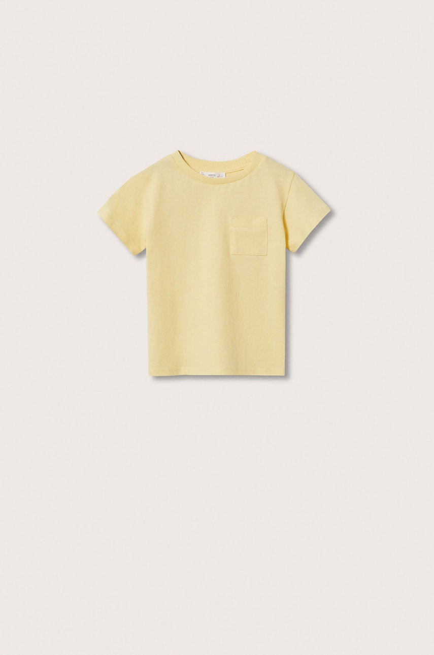 

Детска тениска Mango Kids Basicb в жълто с изчистен дизайн, Жълт
