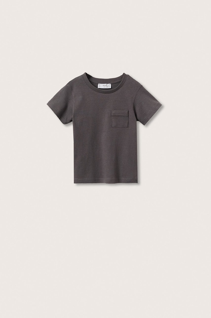 

Детска тениска Mango Kids Basicb в сиво с изчистен дизайн, Сив