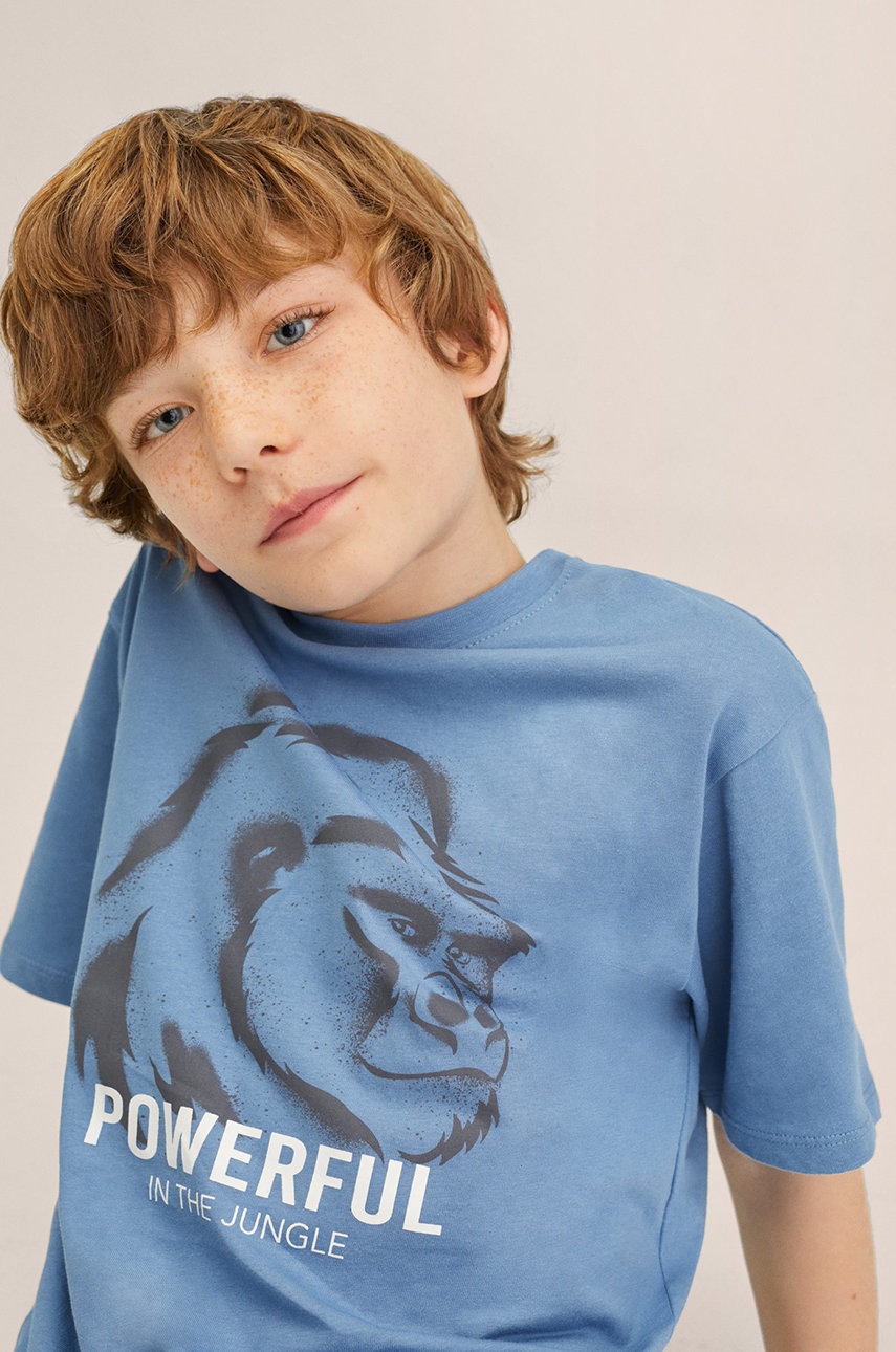 

Дитяча бавовняна футболка Mango Kids Wild з принтом