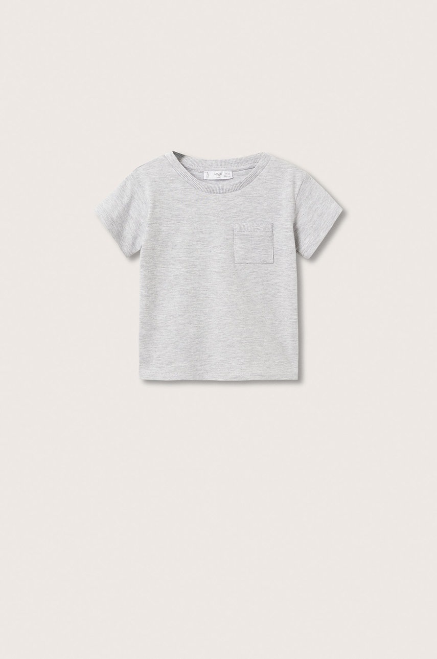 

Детска тениска Mango Kids Basicb в сиво с изчистен дизайн, Сив
