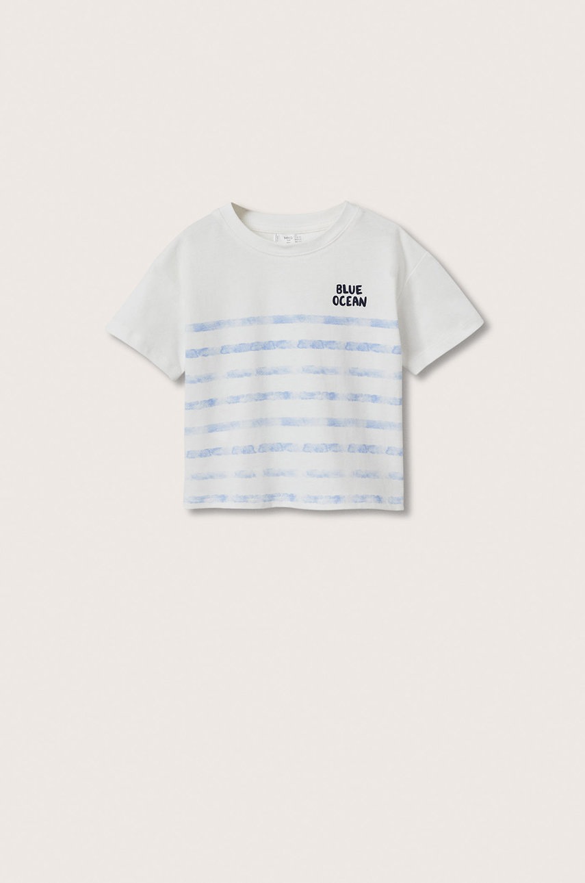 

Детска памучна тениска Mango Kids Ocean в бяло с десен, Бял