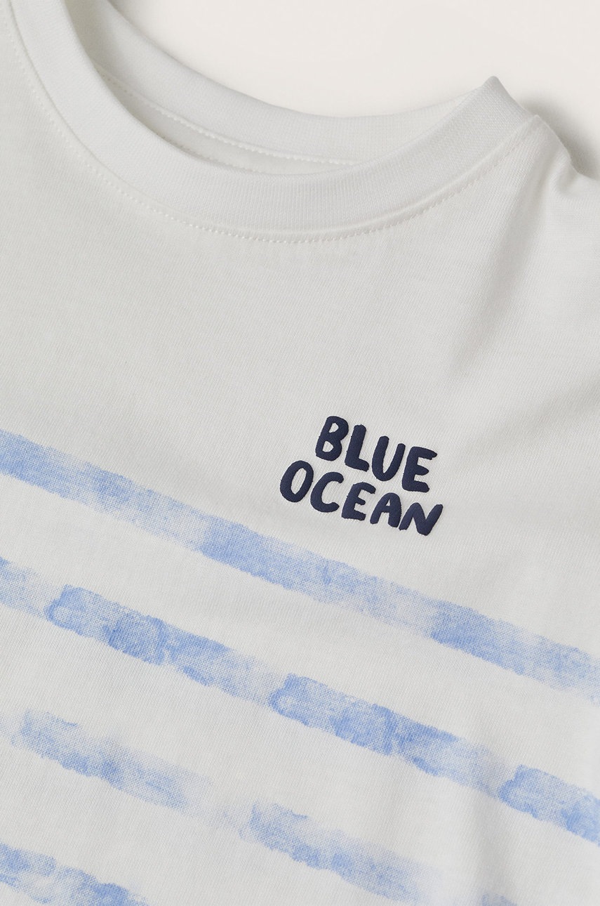 

Дитяча бавовняна футболка Mango Kids Ocean колір білий візерунок