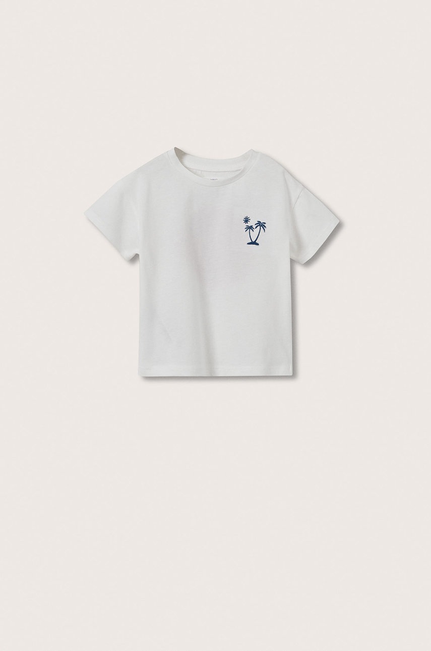 

Детска памучна тениска Mango Kids Coast в бяло с принт, Бял