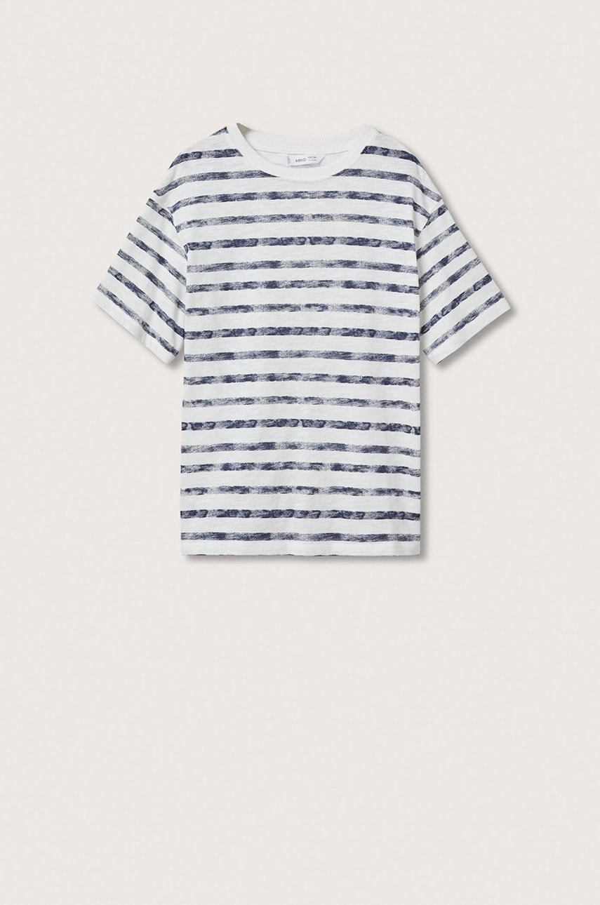 

Детска памучна тениска Mango Kids Aqua в бяло с десен, Бял