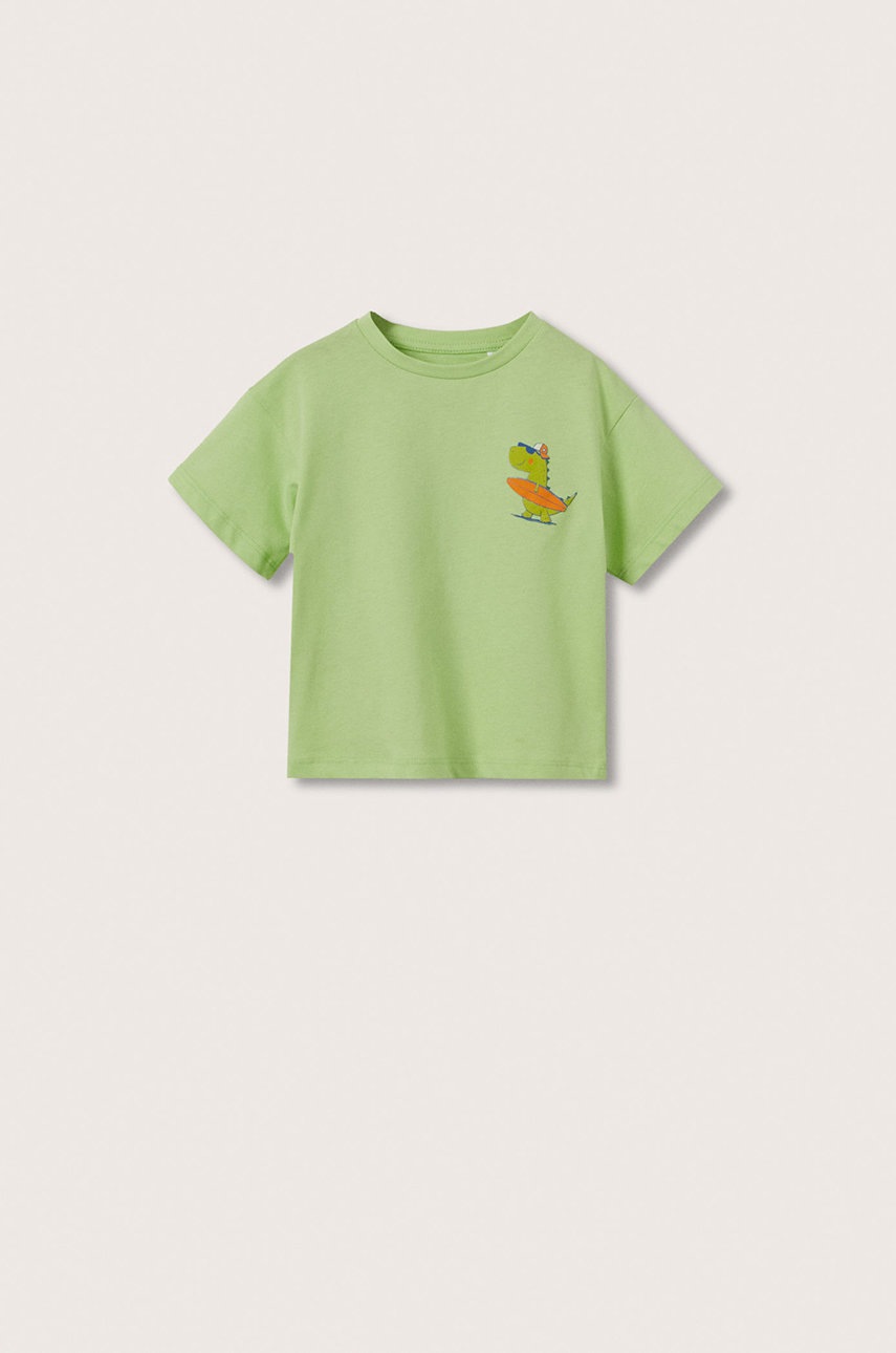 

Детска памучна тениска Mango Kids Tortuga в зелено с принт, Зелен