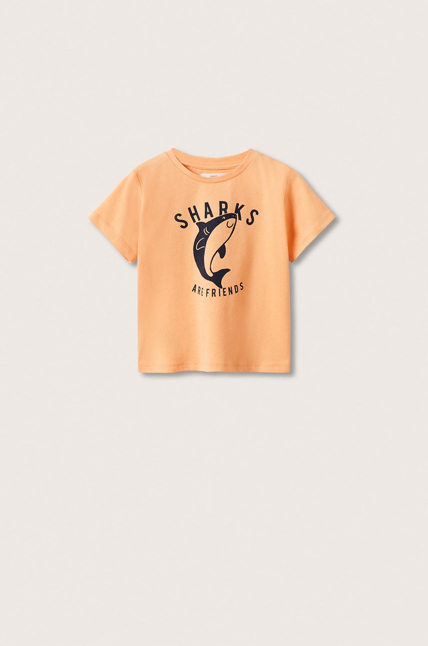 

Детска памучна тениска Mango Kids Playa в оранжево с принт, Оранжев