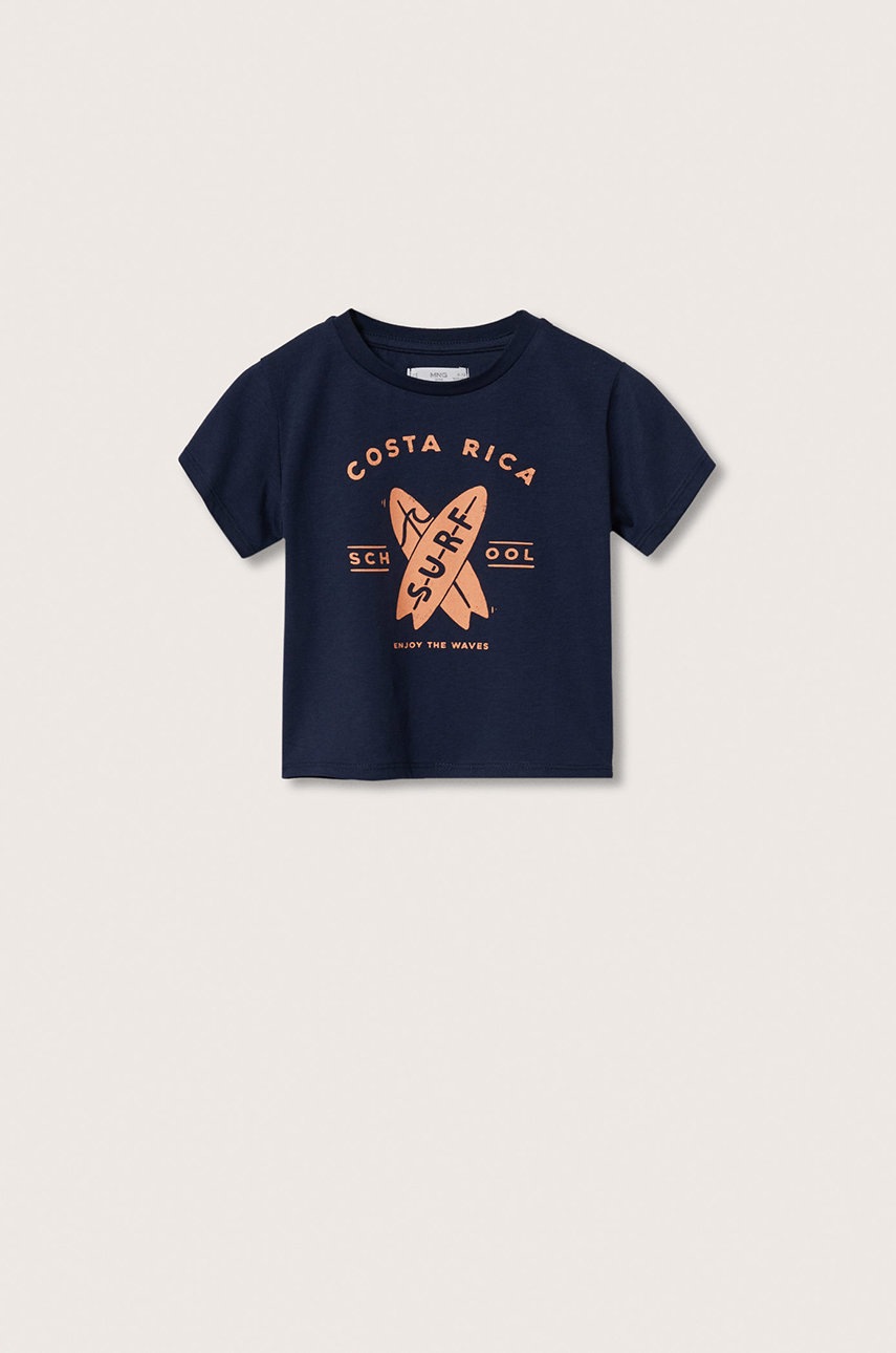 

Детска памучна тениска Mango Kids Playa в тъмносиньо с принт, Тъмносин