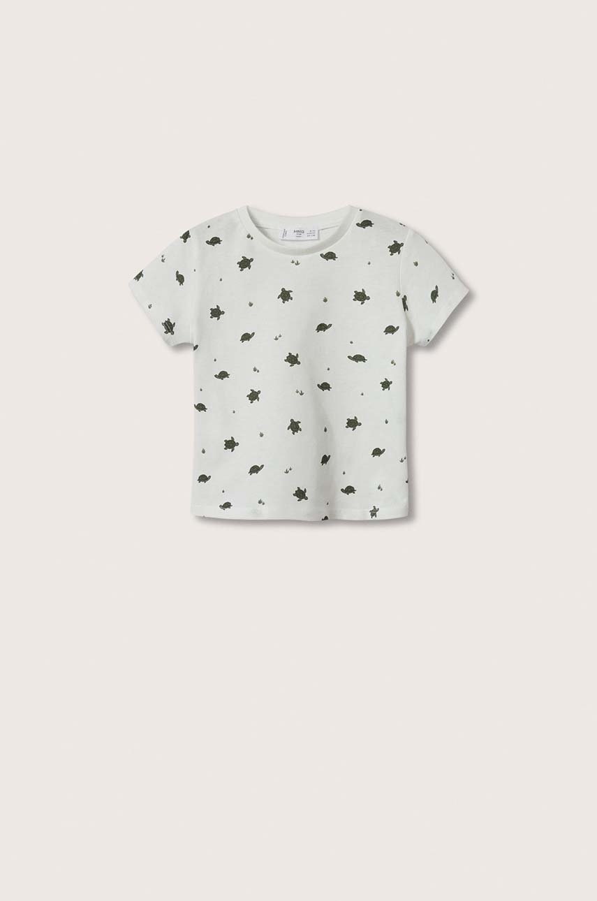 

Детска памучна тениска Mango Kids Andy в бяло с десен, Бял