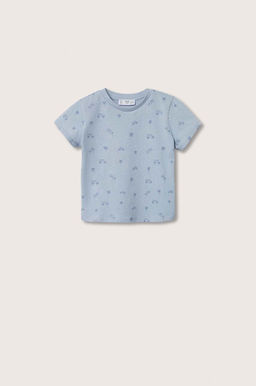 

Детска памучна тениска Mango Kids Andy с десен, Син