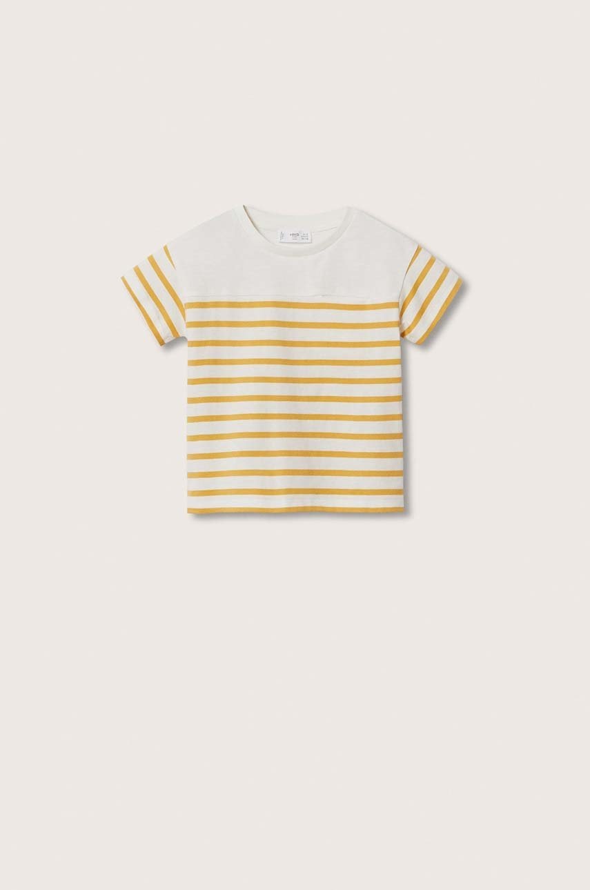 

Детска памучна тениска Mango Kids Atlantic в жълто с десен, Жълт