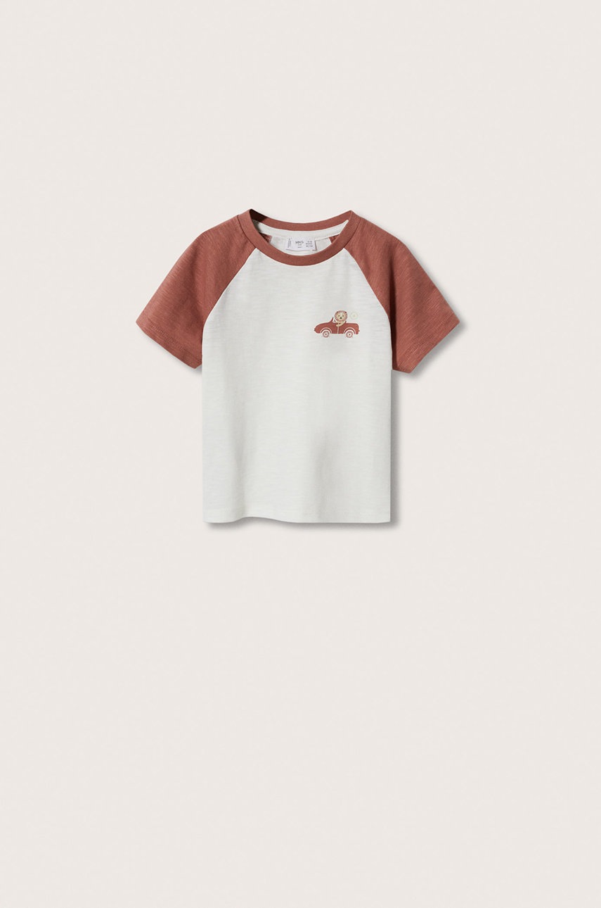 

Детска памучна тениска Mango Kids Diego в оранжево с принт, Оранжев